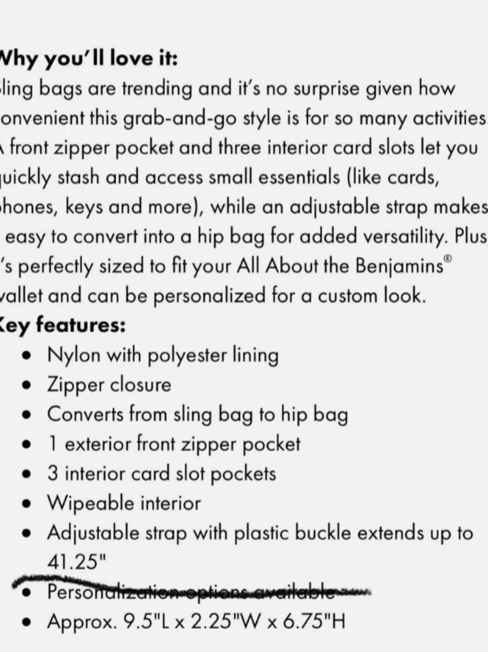 Thirty-One Black Colorblok Classic Sling Bag Women's New